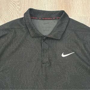 Nike Tiger Woods Golf Polo Shirt Mens Large Black Dri-FIT Jacquard DH0711-070